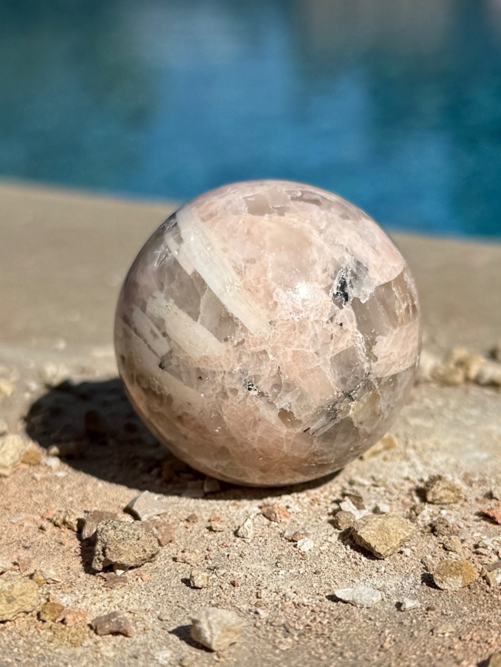 Australian Rainbow Moonstone Crystal Sphere/Pink White Banded Crystal Ball